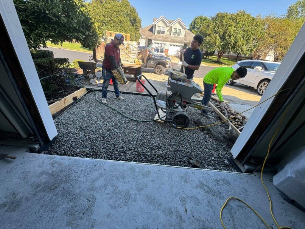 Men on concrete repair