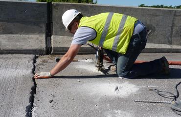 Man repairing a crack